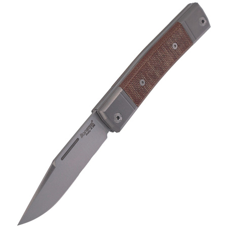 LionSteel bestMAN Natural Canvas Micarta Folding Knife, Clip Blade (BM1 CVN)