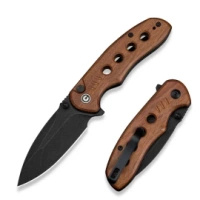 Civivi Triptych Guibourtia Wood Folding Knife, Black Stonewashed 14C28N (C23085B-3)
