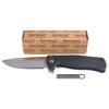 LionSteel SR22A Aluminum Black / Satin Blade Folding Knife (SR22A BS)