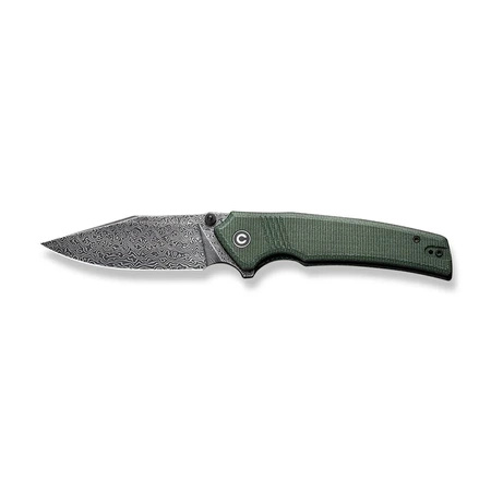 Civivi Tranquil Green Canvas Micarta Folding Knife, Black Hand Rubbed Damascus (C23027-DS1)