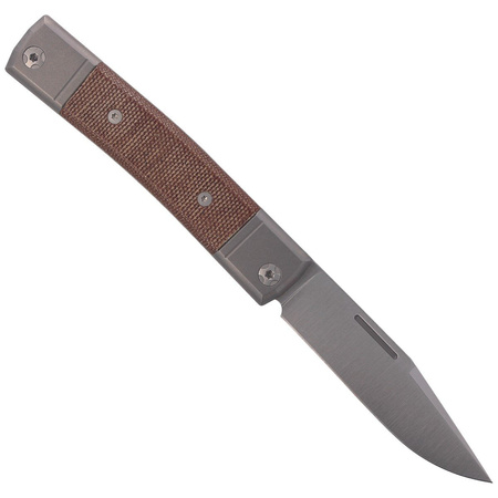 LionSteel bestMAN Natural Canvas Micarta Folding Knife, Clip Blade (BM1 CVN)