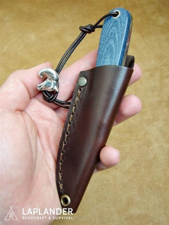 Brisa Necker 70 Flat knife - Blue Jeans Micarta - Leather scabbard