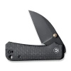 Civivi Baby Banter Wharncliffe Black Burlap Micarta Folding Knife, Black Nitro-V by Ben Petersen (C19068SC-1)