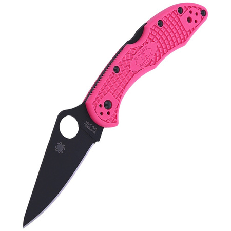 Spyderco Delica 4 FRN Pink, Black Blade Plain Folding Knife (C11FPPNS30VBK)