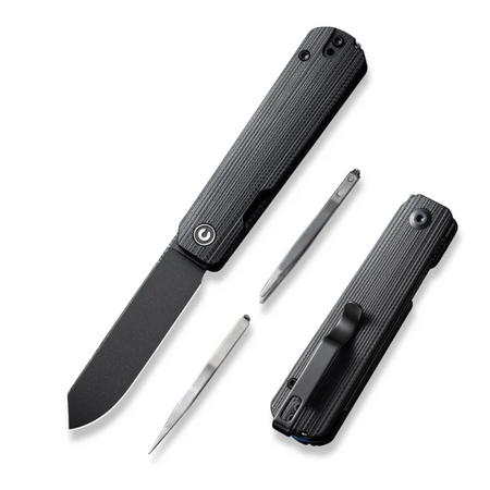 Civivi Sendy Black G10 Folding Knife, Black Stonewashed Nitro-V by Ben Petersen (C21004B-2)