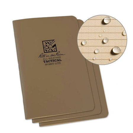 Rite in the Rain - Stapled Waterproof Notes - 3-pack - 4.625x7" - Tan - 980T-LITE