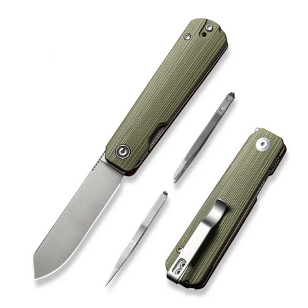 Civivi Sendy Green/Red G10 Folding Knife, Satin Nitro-V by Ben Petersen (C21004B-1)