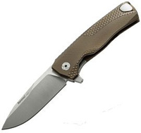 LionSteel ROK Titanium Bronze, Satin Blade Folding Knife (ROK B)