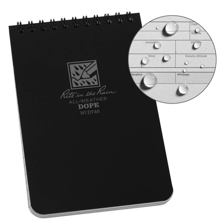 Rite in the Rain - DOPE waterproof notebook - 4 x 6" - D746 - Black