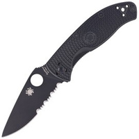 Spyderco Tenacious FRN Black, Black Blade Spyder Folding Knife (C122PSBBK)
