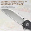 Civivi Elementum Wharncliffe Black Canvas Micarta Folding Knife, Satin Nitro-V (C18062AF-3)