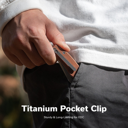 Civivi Clingman Brown Canvas Micarta Folding Knife, Black Stonewashed Nitro-V by Taylor Martin Best Damn EDC (C23065-3)