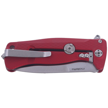 LionSteel SR Flipper Aluminum Red / Satin Blade Folding Knife (SR22A RS)