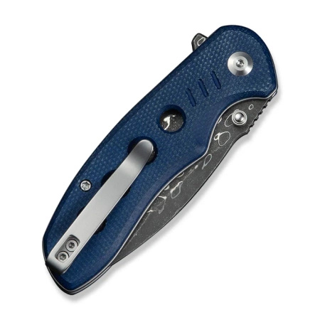 Civivi Triptych Blue Canvas Micarta Folding Knife, Damascus (C23085B-DS1)