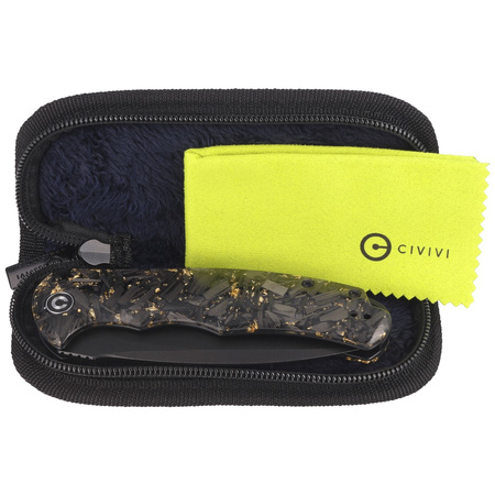 Civivi Praxis Knife Black/Gold Shredded Carbon Fiber, Black Stonewashed 9Cr18MoV (C803J)