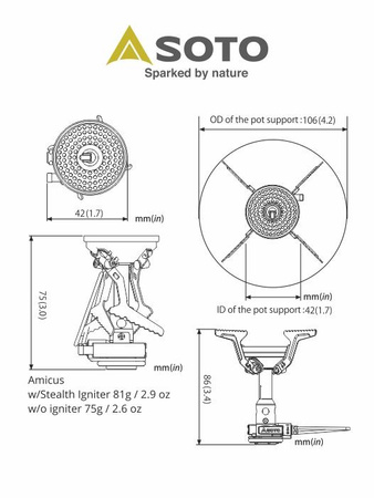 SOTO New River Pot Combo Cooking Set with Amicus Burner (with ignition)