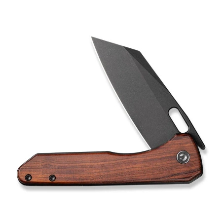 Civivi Nugz Guivourtia Wood Folding Knife, Black Stonewasahed 14C28N by Matthew Wehrwein (C23060-3)