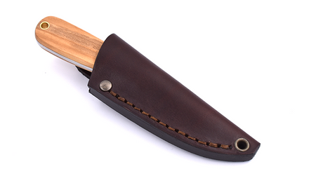 Brisa Necker 70 Flat knife - Olive - Leather scabbard