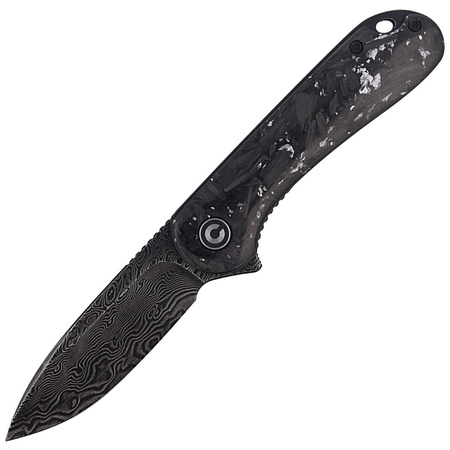 CIVIVI Elementum Flipper Knife Shredded Carbon Fiber / Silvery Shred, Black Damascus (C907C-DS2)