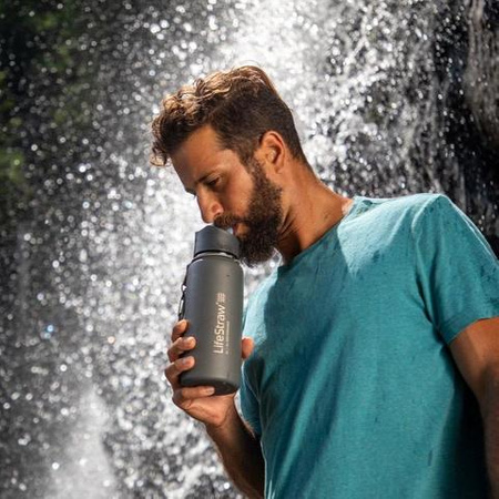 LifeStraw® GO Stainless Steel 2-stage filtration water filter - Medium Blue