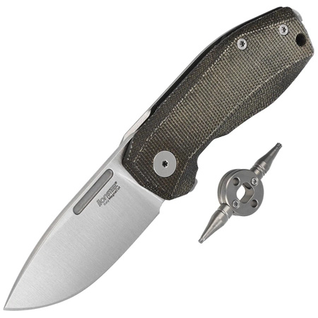 LionSteel Nano Green Canvas Micarta Folding Knife, Satin CPM MagnaCut (NA01 CVG)