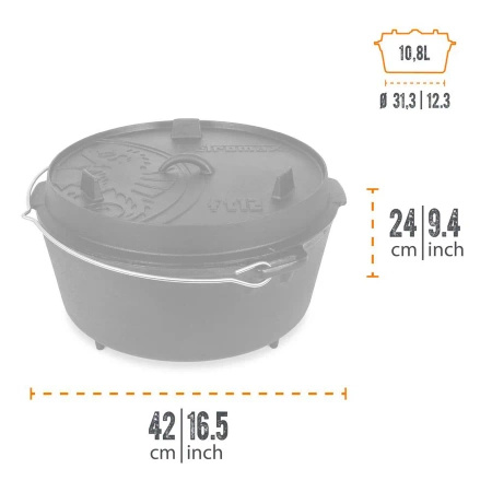 Petromax Spirit Oven FT12 Cast Iron Cauldron with Feet