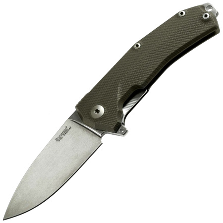 LionSteel KUR G10 Green, Stone Washed Blade Folding Knife (KUR GR)