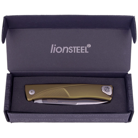 LionSteel Thrill Green Aluminum Folding Knife, Satin M390 by Molletta (TL A GS)