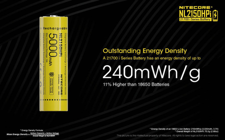 Nitecore 21700 5000mAh Battery NL2150HPI