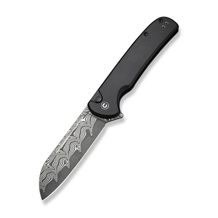 Civivi Chevalier II Black Aluminum, Black Damascus Folding Knife (C20022B-DS1)