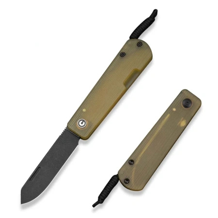 Civivi Slippy Sendy Bead Blasted Yellow Ultem, Black Stonewashed Nitro-V Folding Knife by Ben Petersen (C24075A-1)