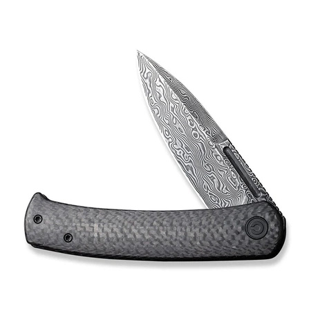 Civivi Caetus Twill Carbon Fiber, Black Hand Rubbed Damascus Folding Knife (C21025C-DS1)