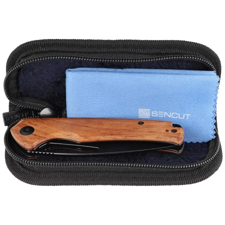 Sencut Mims Guibourtia Wood Folding Knife, Black Stonewashed 9Cr18MoVS (S21013-4)