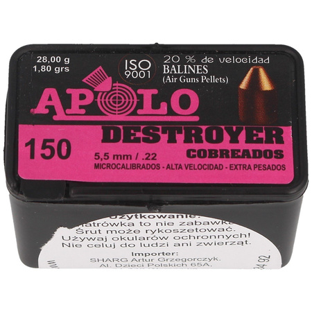 Apolo - Destroyer Copper 5.5 mm shot, 150 rounds. 1.80g/28.0gr (19970)
