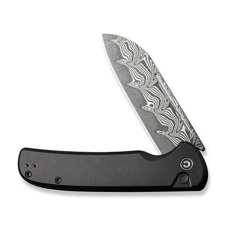 Civivi Chevalier II Black Aluminum, Black Damascus Folding Knife (C20022B-DS1)