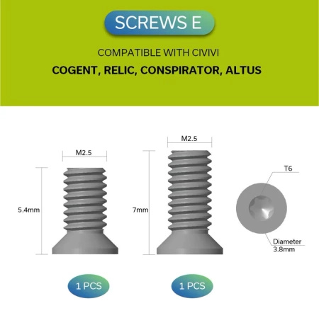 Civivi Black Stainless Steel T6 3.8 mm clip screws - 10 pcs. (CA-12B)