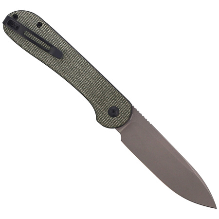 CIVIVI Button Lock Elementum Dark Green Micarta, Gray Stonewashed knife (C2103C)