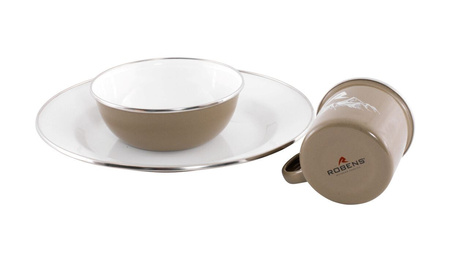 Robens - Enamel travel cookware set - Tongass Single Enamel Set - Khaki