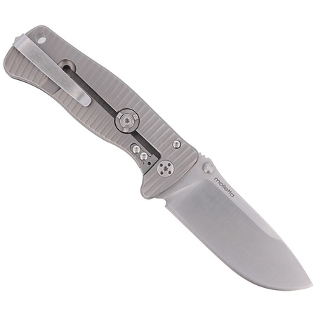 LionSteel SR2 Titanium Grey, Satin Blade Folding Knife (SR2 G)