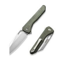 Civivi Nugz Green Canvas Micarta Folding Knife, Satin 14C28N by Matthew Wehrwein (C23060-2)