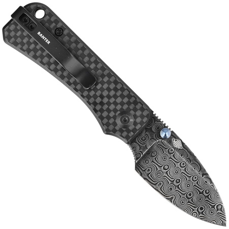 Civivi Baby Banter Knife Black Twill Carbon Fiber Overlay On Black G10, Black Hand Rubbed Damascus by Ben Petersen (C19068S-DS1)