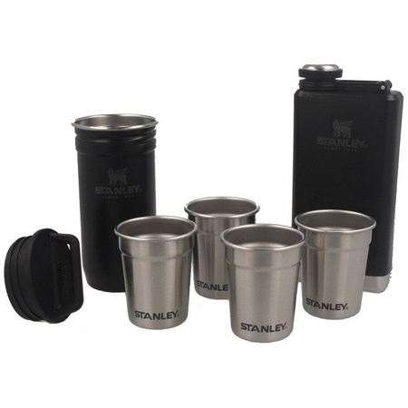 Set of 4 glasses + flask Stanley Adventure black 