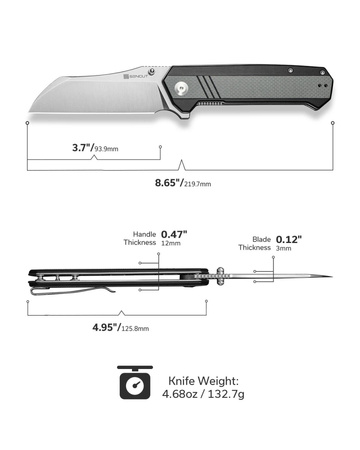 Sencut Draxor Gray/Black G10, Satin 9Cr18MoV folding knife (S24035-3)