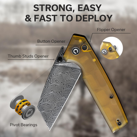 Civivi Amirite Ultem Bead Blasted Folding Knife, Damascus (C23028-DS1)