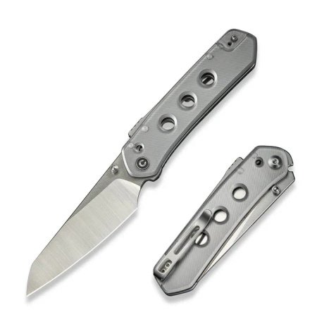 Civivi Vision FG Folding Knife Clear Lexan, Satin / Stonewashed Nitro-V by Snecx Tan (C23036-7)