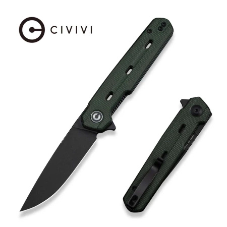 Civivi Navo Green Canvas Micarta Folding Knife, Black Stonewashed Nitro-V by Ostap Hel (C25015A-2)