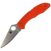 Spyderco Delica 4 FRN Orange Flat Ground Plain Folding Knife (C11FPOR)