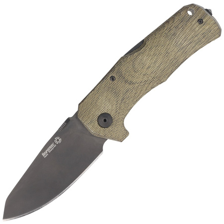 LionSteel TM1 Green Canvas Micarta Folding Knife, Black Sleipner by Molletta (TM1B CVG)