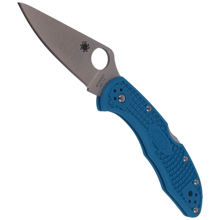 Spyderco Delica 4 FRN Blue Flat Ground Plain Folding Knife (C11FPBL)