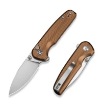 Civivi Knife Mini Shakan Folding Knife Coyote Brown Aluminum, Satin Nitro-V (C20052F-3)